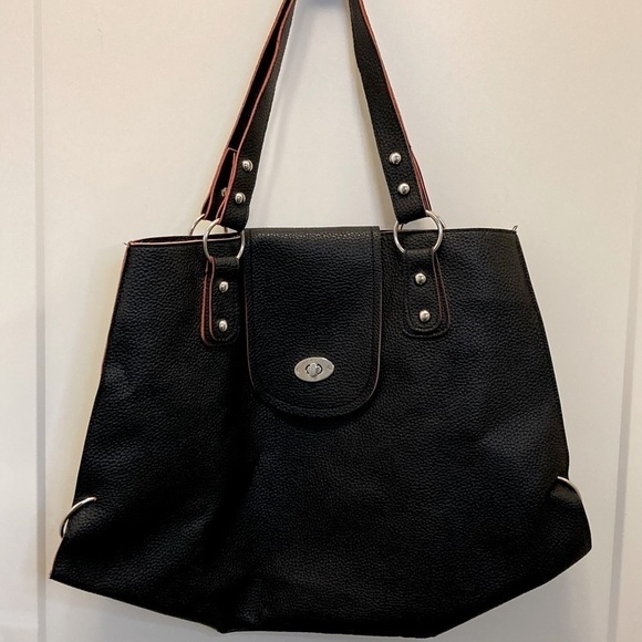 Handbags - TOTE  Black and pink vegan leather large